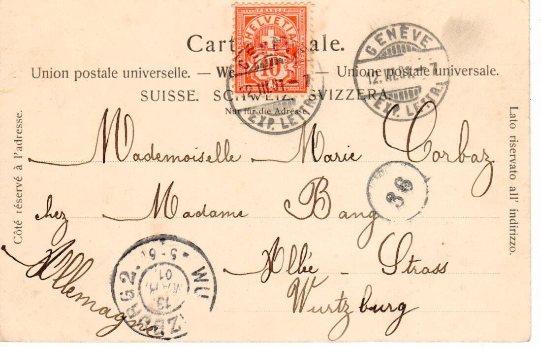 Cartoline postali: Genève Place Bel-air  1901 – Usato da Wolhusen venduto da Curver9 1