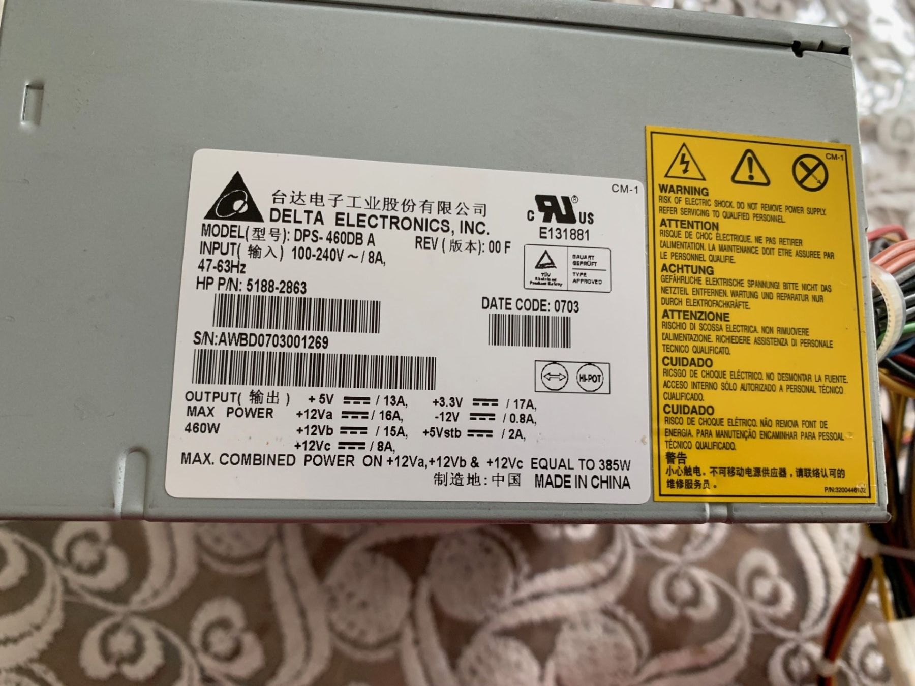 Elektronikbauteil: Delta Electronics DPS-460DB-A Server - Netzteil 385W, DPS-46 – Defekt aus Emmen von newdeal1970