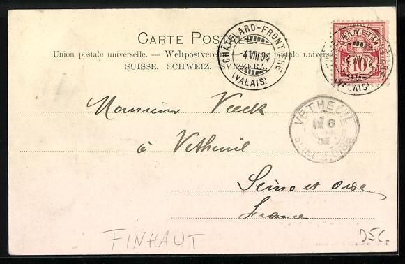 Cartoline postali: Finhaut, Châtelard-Frontiere, Hotel Sui – Usato da Berlin venduto da bartko-reher 1