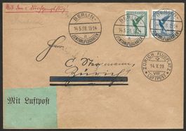 Flugpost Schweiz 1928 Berlin Zürich" Eillinie" Luftpost