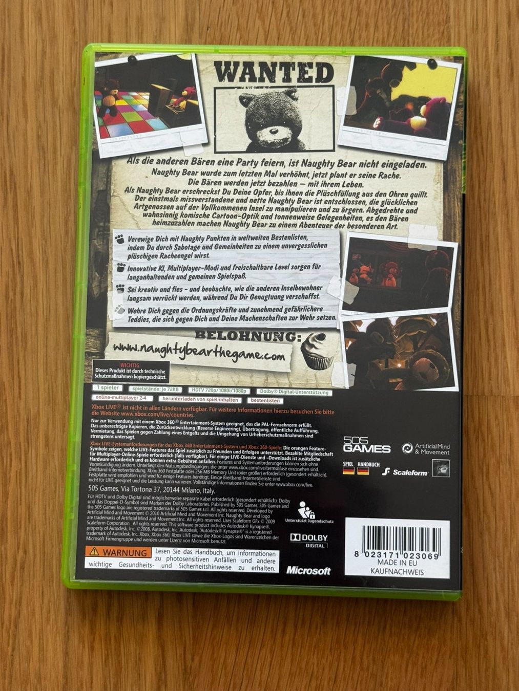 Giochi: Naughty Bear - CIB - Xbox 360 – Usato da Uster venduto da GamesAndStuff 1