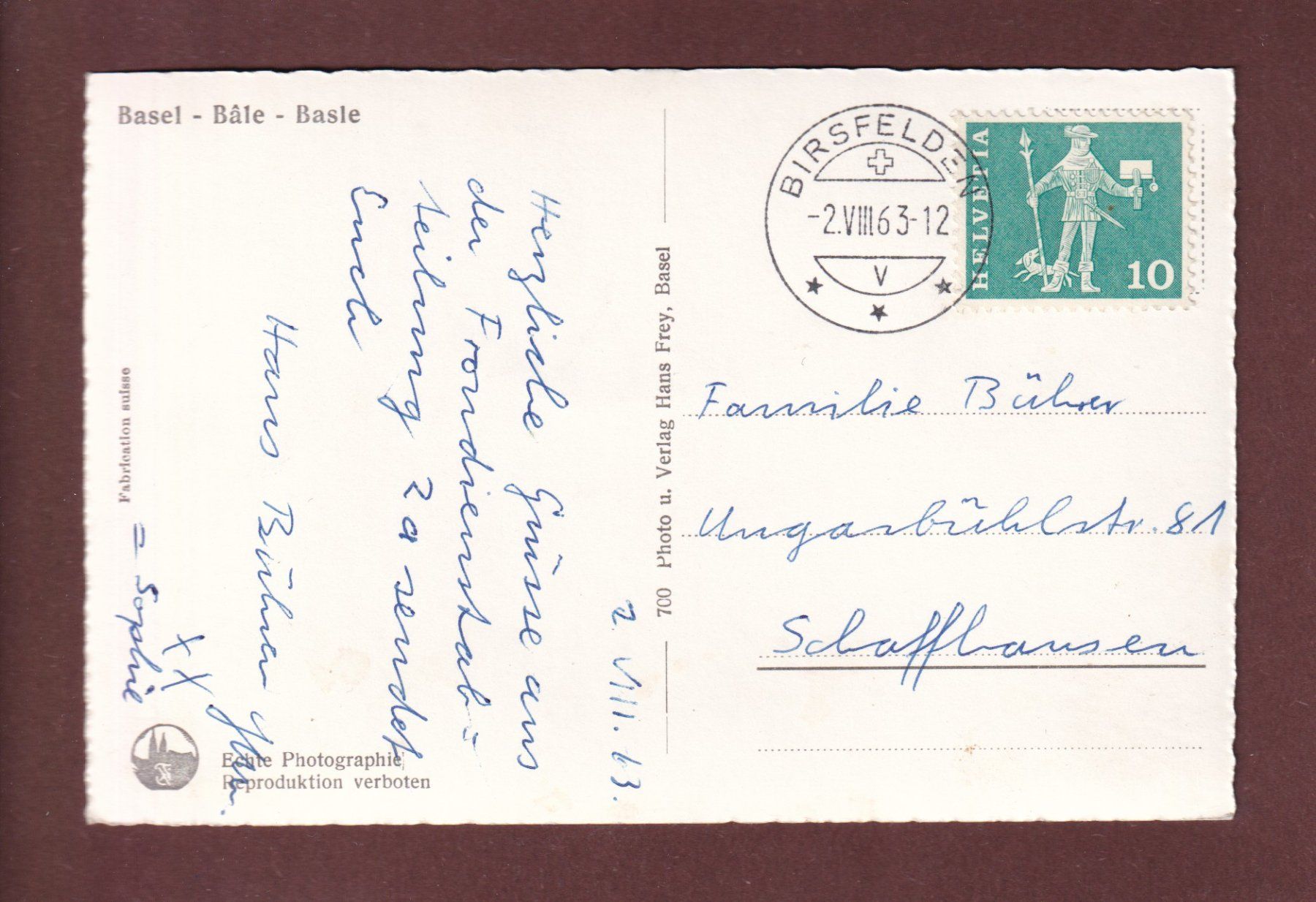 Cartoline postali: Gruss aus BASEL - 5 Bilder - 1963 – Usato da Pully venduto da nicecards-shop 1
