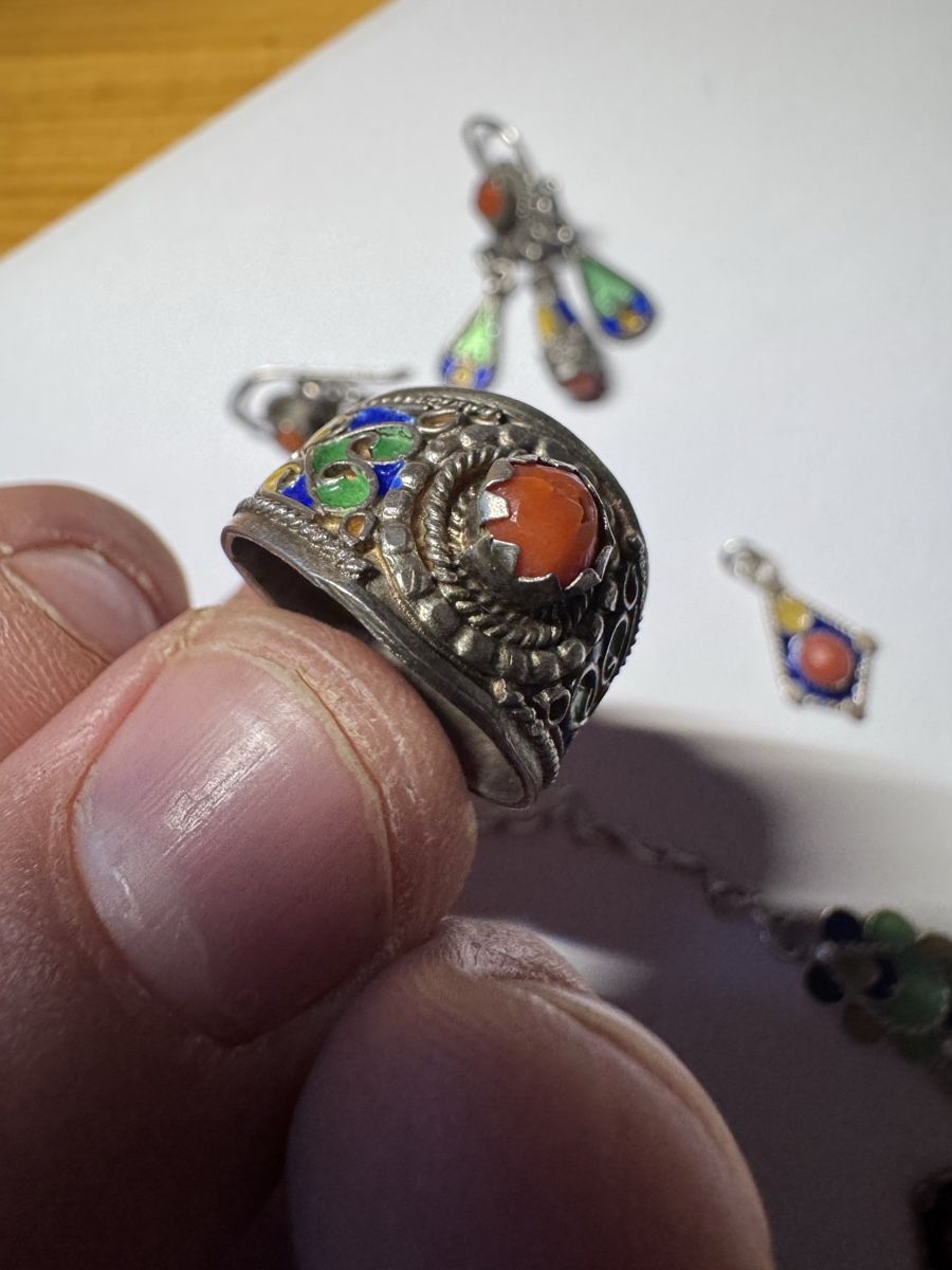 Altri gioielli: Superbe parure bijoux anciens argent émaillé corail – Usato da Vésenaz venduto da Angela.C3 7