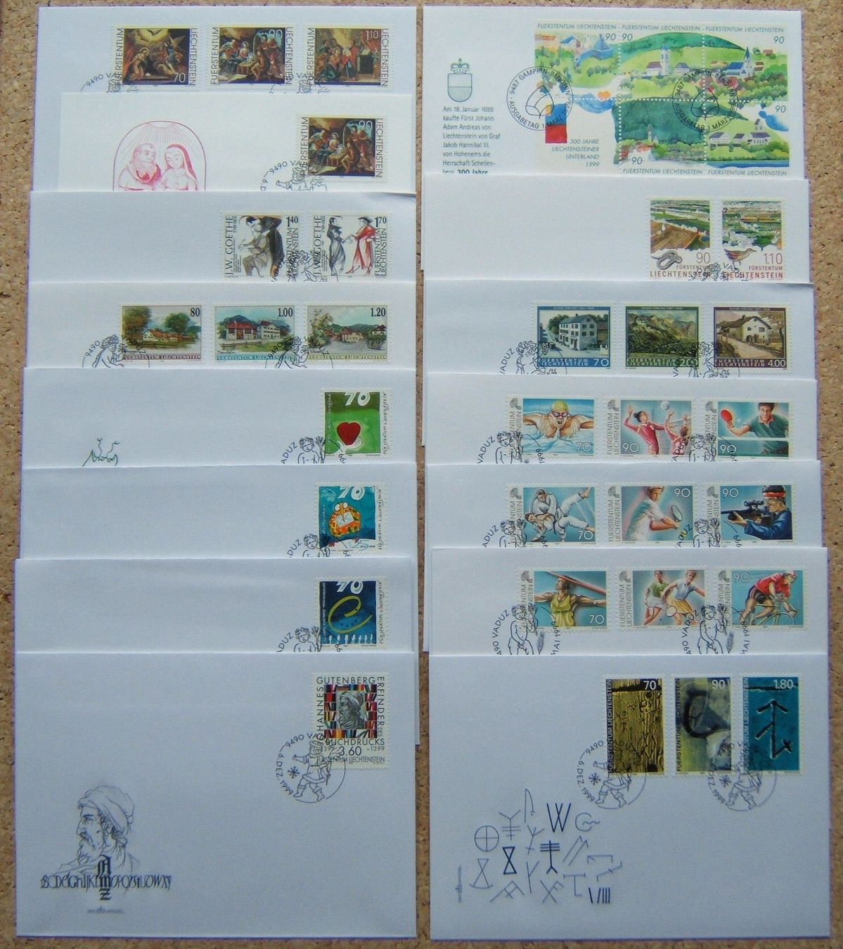 Tutti i francobolli: LIECHTENSTEIN LOT FDC 1981 - 2002 – Usato da Brunnen venduto da Nonne04 2