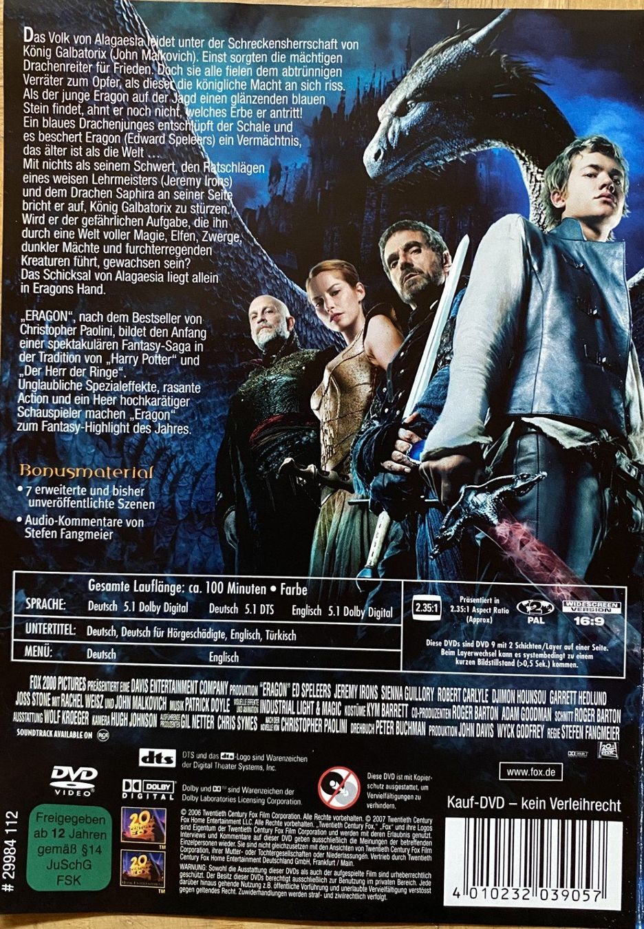 Tutti i DVDs: Eragon - 2006 - DVD – Usato da Liestal venduto da Adam-Grey 1
