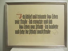 Original mit FEDER Handgeschrieben - schöner Rahmen