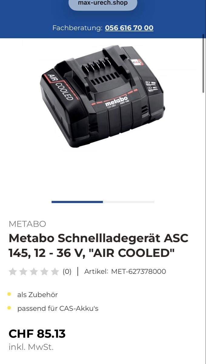 Metabo Accus & piles: Metabo Schnellladegerät ASC 145 – Neuf avec emballage d'origine à Hittnau par Oracel 1