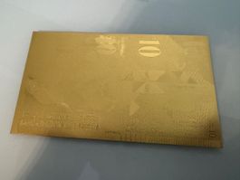 Schweizer Banknote vergoldet 10.- *Neu