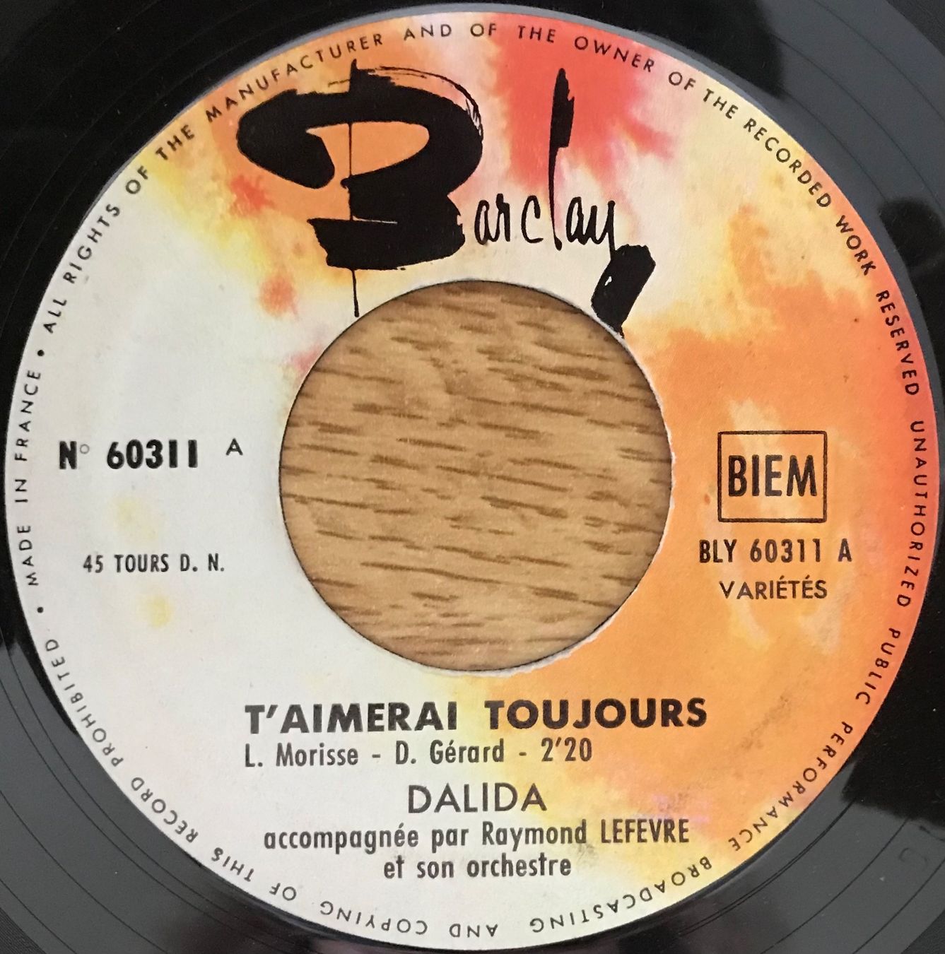Schallplatten: DALIDA - T’AIMERAI TOUJOURS – Gebraucht aus Bussigny von vinyl-pas-cher 2