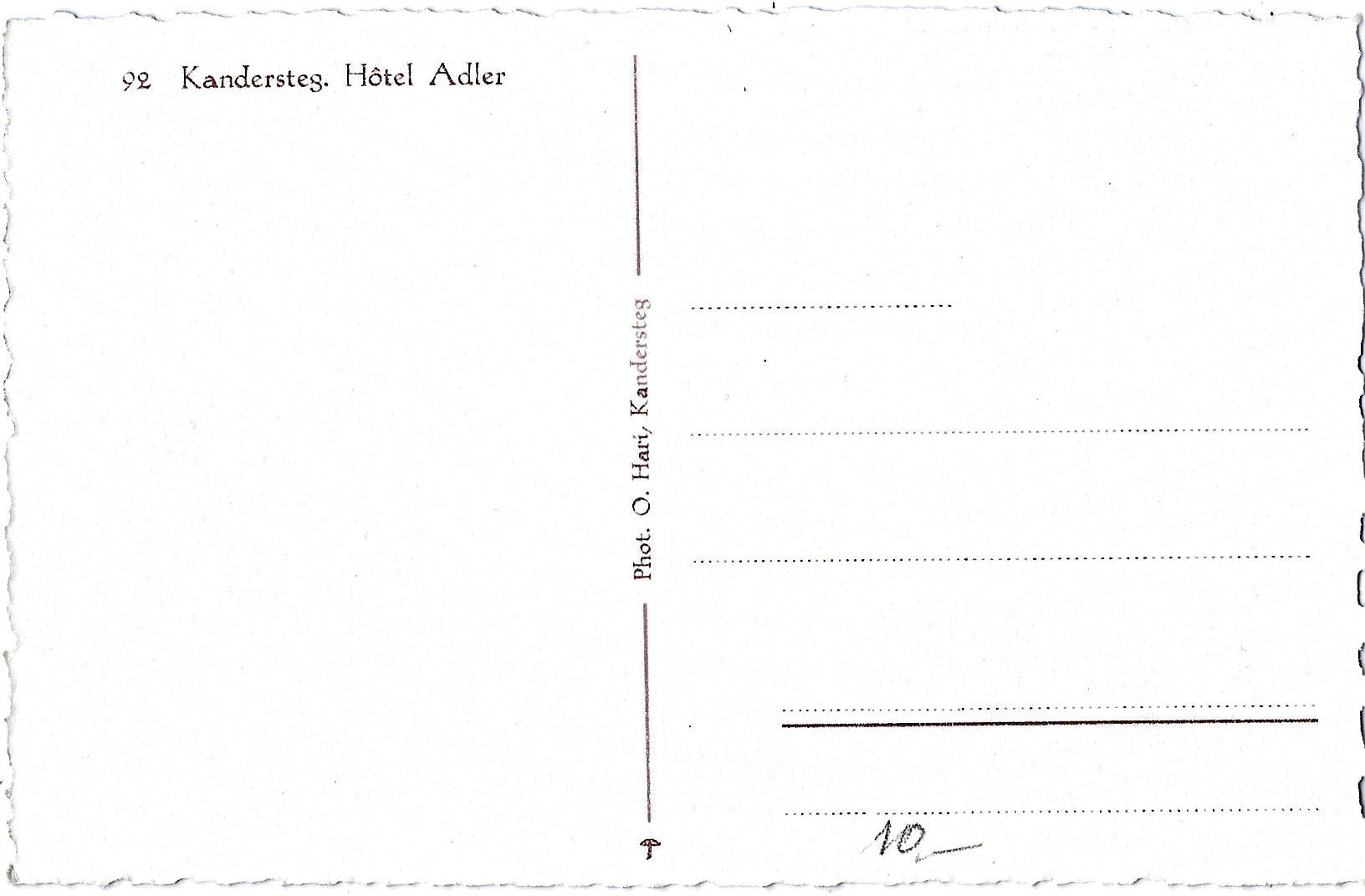 Cartoline postali: 92    Kandersteg.   Hôtel  Adler – Usato da Bütschwil venduto da Jackson1A 1