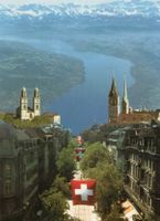 Zürich,Bahnhofstrasse - Skyline,See und Alpen