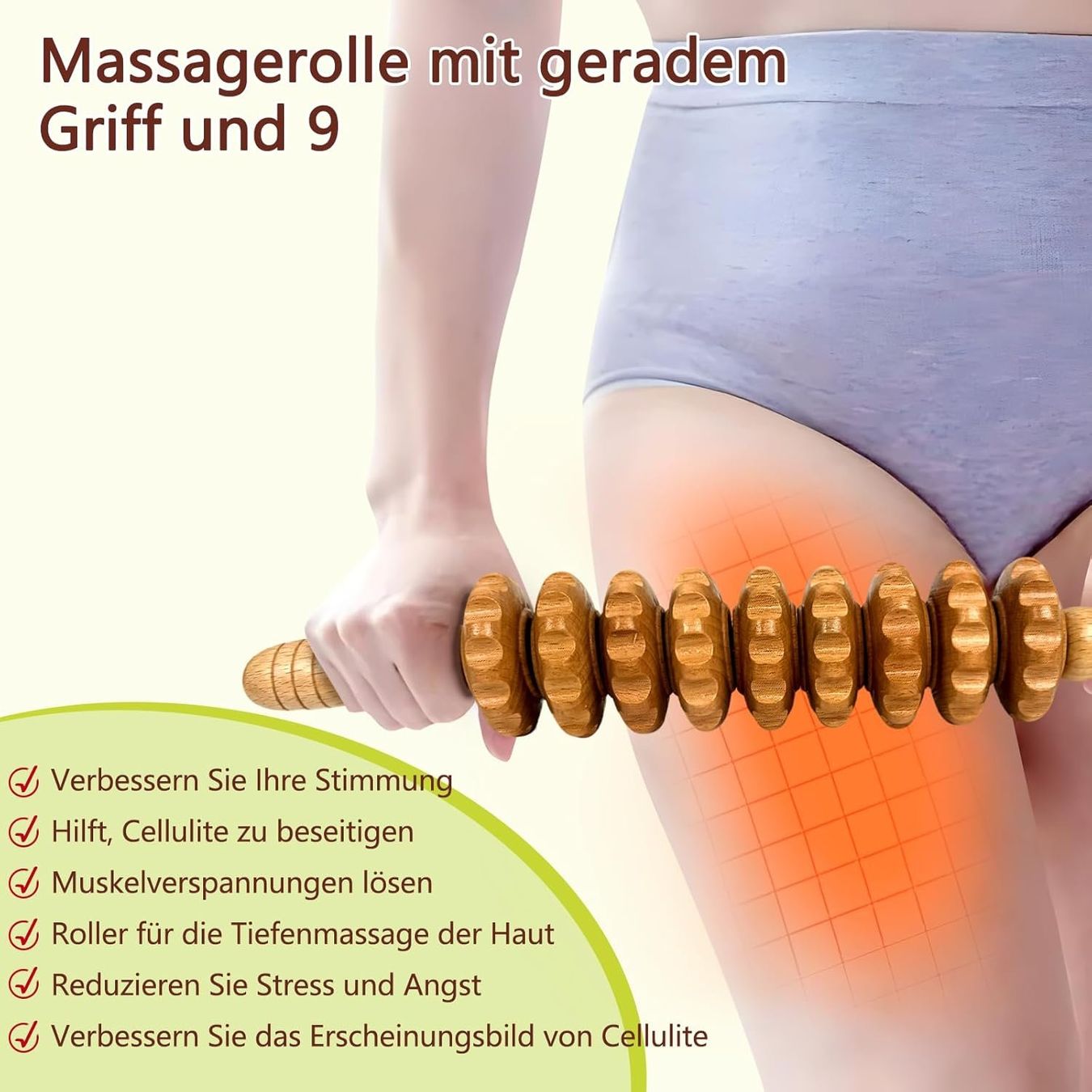 Dispositivi per massaggi: Faszienroll Holz Massageroller 9 Runden – Nuovo e nell'imballaggio originale da Geneve venduto da Titi2008 2