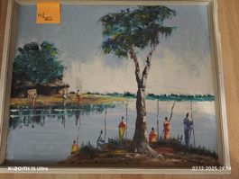 Gemälde afrikanische Flussszene