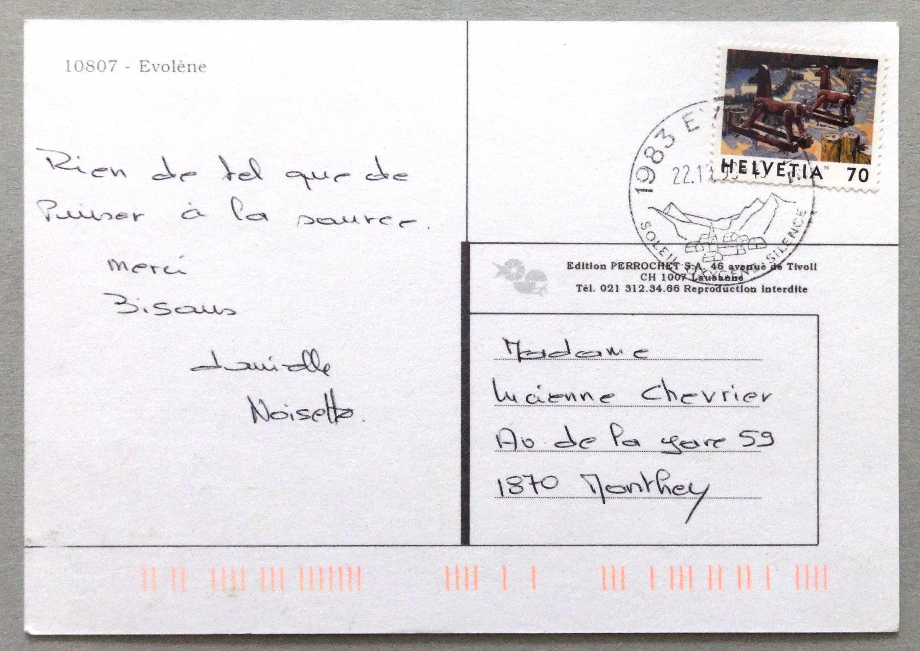 Cartoline postali: Evolène – Usato da Fétigny venduto da Billy2miny 1