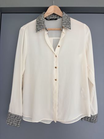 Chemisier Zara élégant style tweed, blanc cassé, taille XS