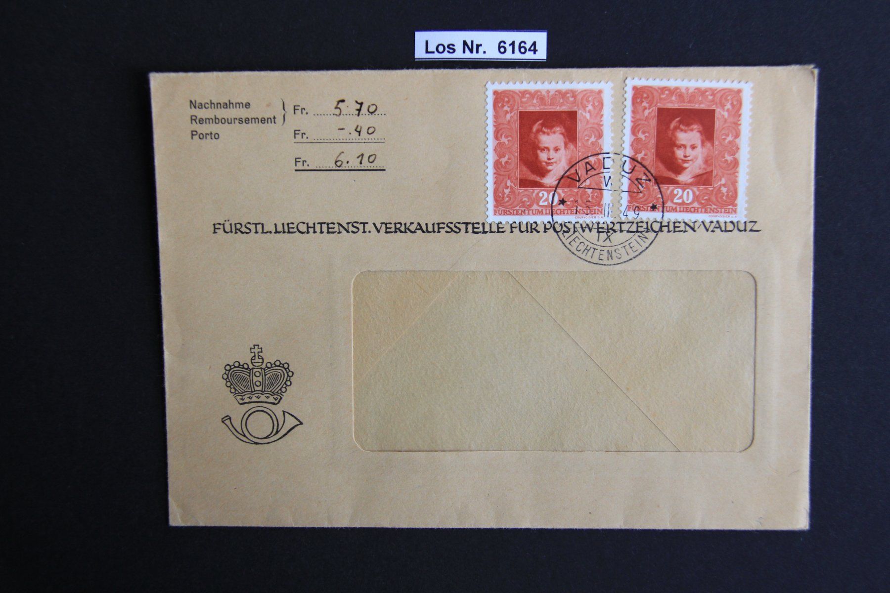 Tutti i francobolli: FL Brief 1949                                       Los 6164 – Usato da Volken venduto da jukon65