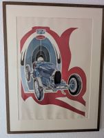 Bugatti-Bild, gerahmt, handsigniert, Rarität!