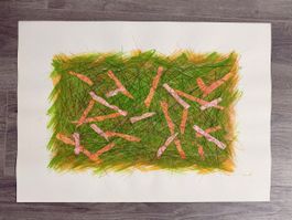 Originales Kunstwerk, Grün-Orange, Sommerdeko!