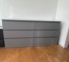 Kommode grau 6 Schubladen 