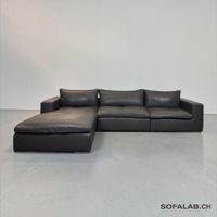 FLY Modulares Ecksofa, Black fox (Dunkelgrau) Nubukleder