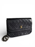 CHANEL Lambskin Half Moon Double Flap Tasche