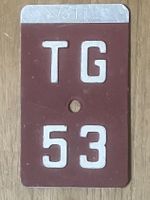 TG 53 - VELONUMMER - FAHRRADSCHILD - PLAQUE DE VELO - TG 53