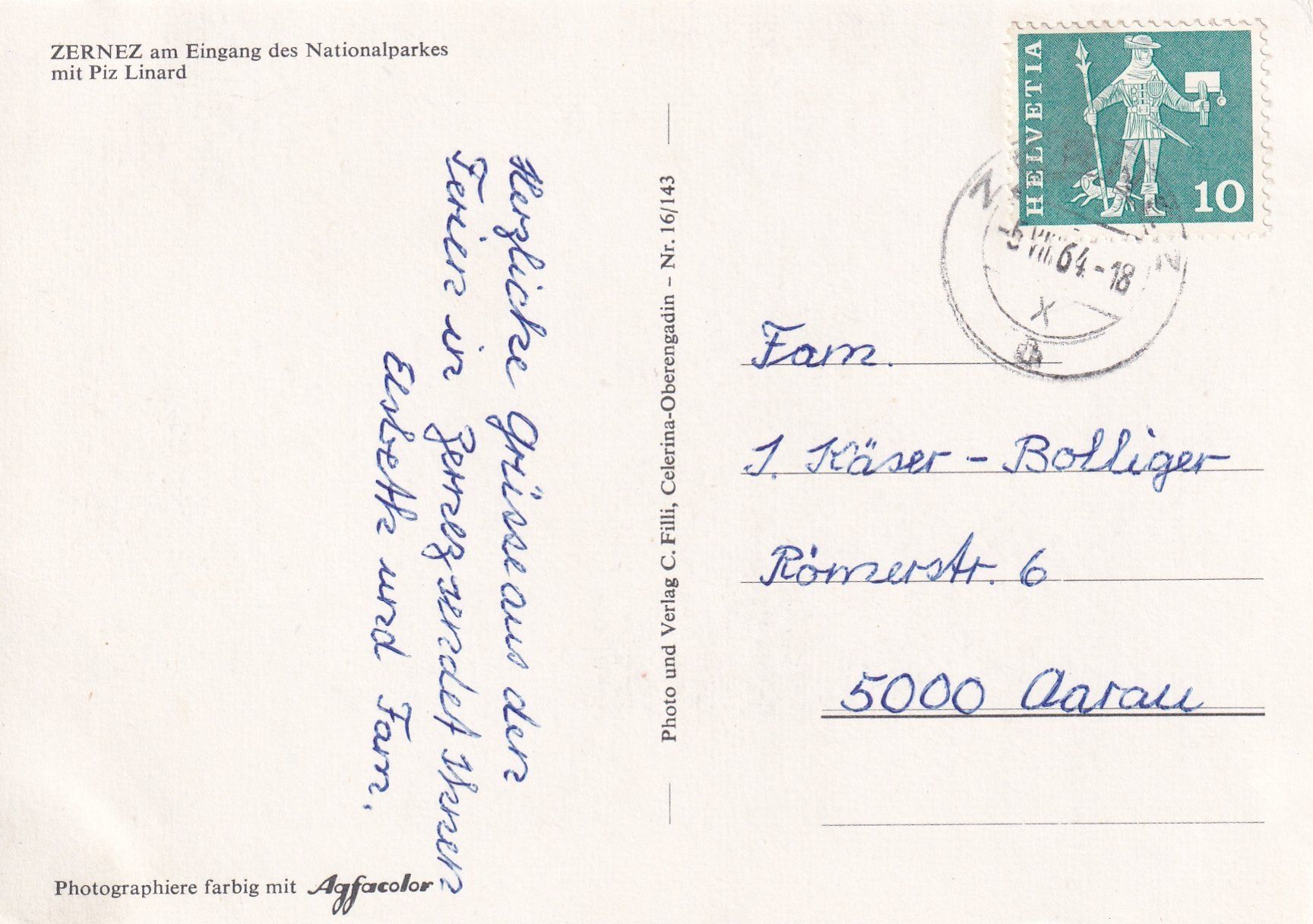 Cartoline postali: Zernez /bo – Usato da Hombrechtikon venduto da Rudolf07 1