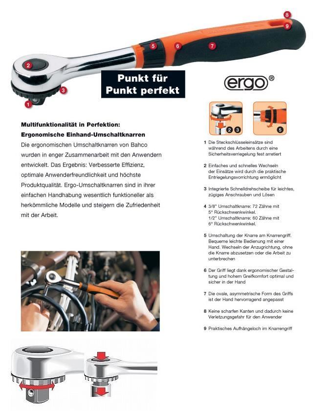 Bahco Tutti gli attrezzi: Bahco 8155-1/2 Ergo Umschaltknarre 1/2" – Nuovo e nell'imballaggio originale da Kägiswil venduto da nick333 1