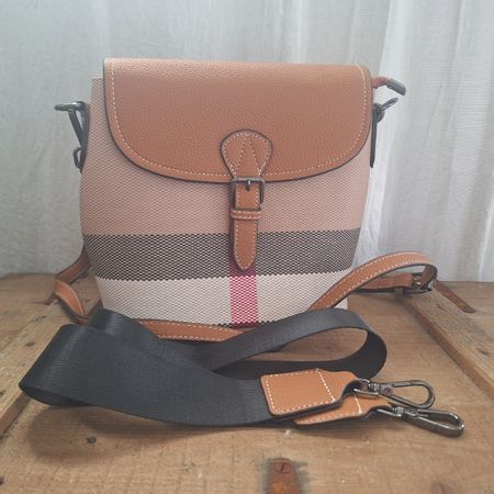 Handtasche kariert braun beige neu