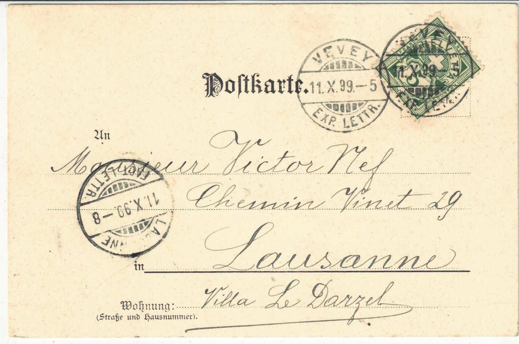 Ansichtskarten: Das Pferderennen - Litho 1899 – Gebraucht aus Ettingen von Kartenplanet 1