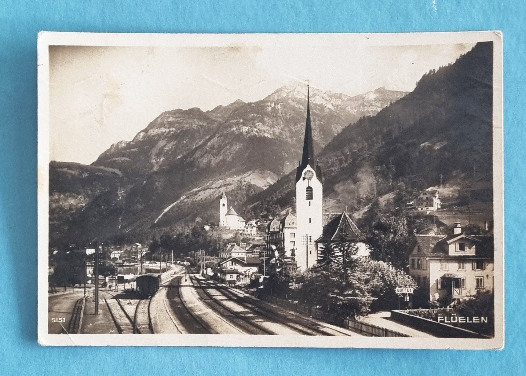Ansichtskarten: Flüelen - Bahnhof - Eisenbahn - alte Ansichtskarte – Gebraucht aus Rothrist von RROENK