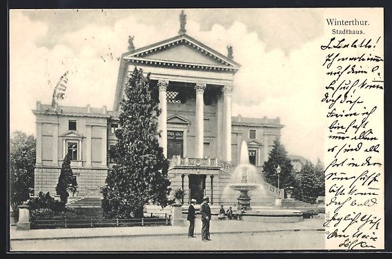 Ansichtskarten: Winterthur, Stadthaus mit Springbrunnen – Gebraucht aus Berlin von bartko-reher