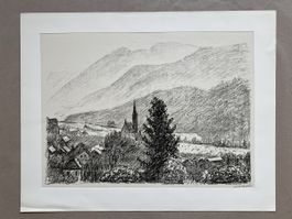 Albert Marquet: Original- Lithographie Dorf in den Bergen
