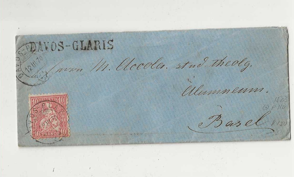 Alle Briefmarken: Davos-Glaris, 1870 – Gebraucht aus Spiez von Niesen20