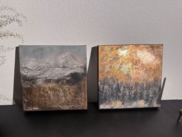 Edle Acrylbilder, Berner Malerin, Gold- und Kupfereffekte