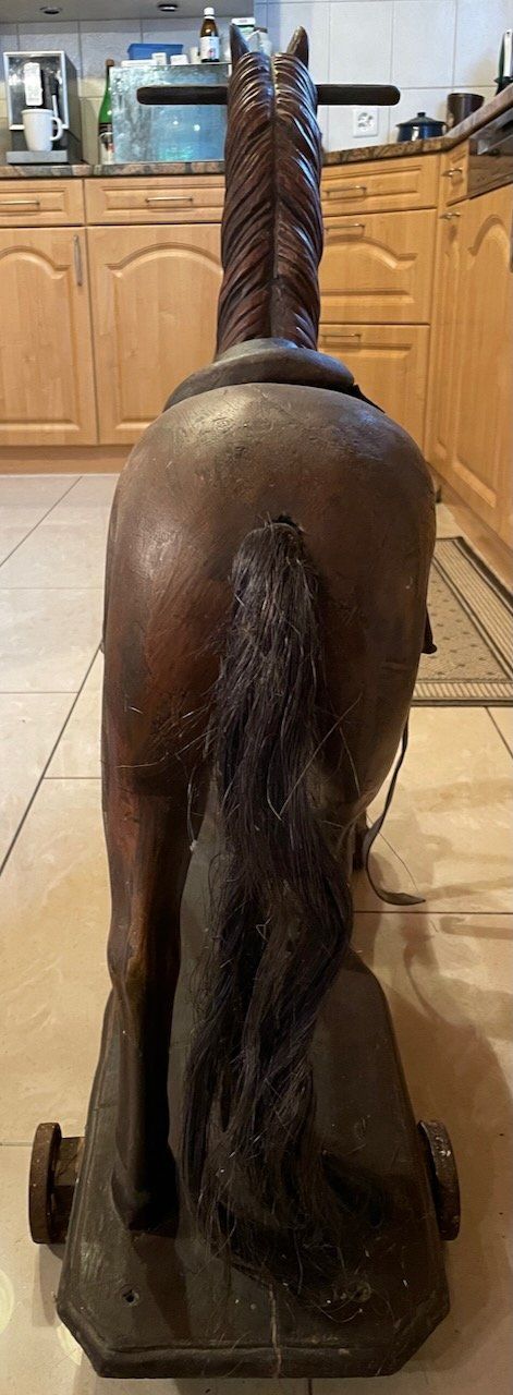 Statuette: Vintage Holzpferd auf Eisenräder – Usato da Kleinlützel venduto da Schatzkiste_Laufen 7