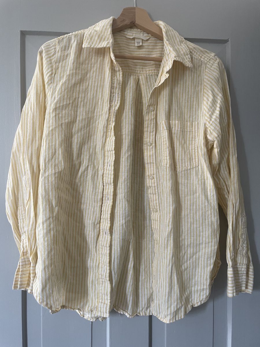 H&M Camicette: H&M gestreiftes Hemd gelb / weiss Leinen – Nuovo (secondo la descrizione) da Zürich venduto da M500ZH