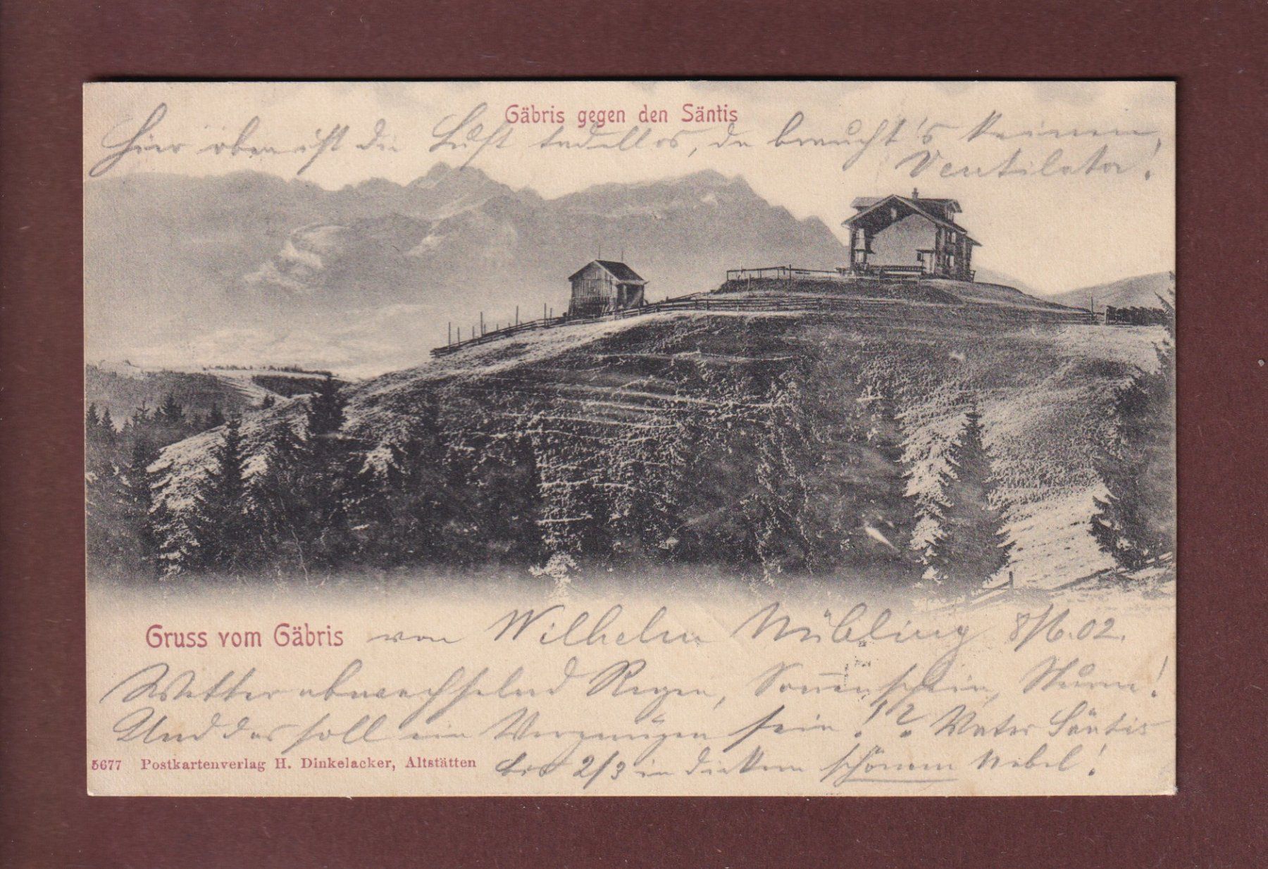 Cartoline postali: Gruss vom GÄBRIS - 1902 – Usato da Pully venduto da nicecards