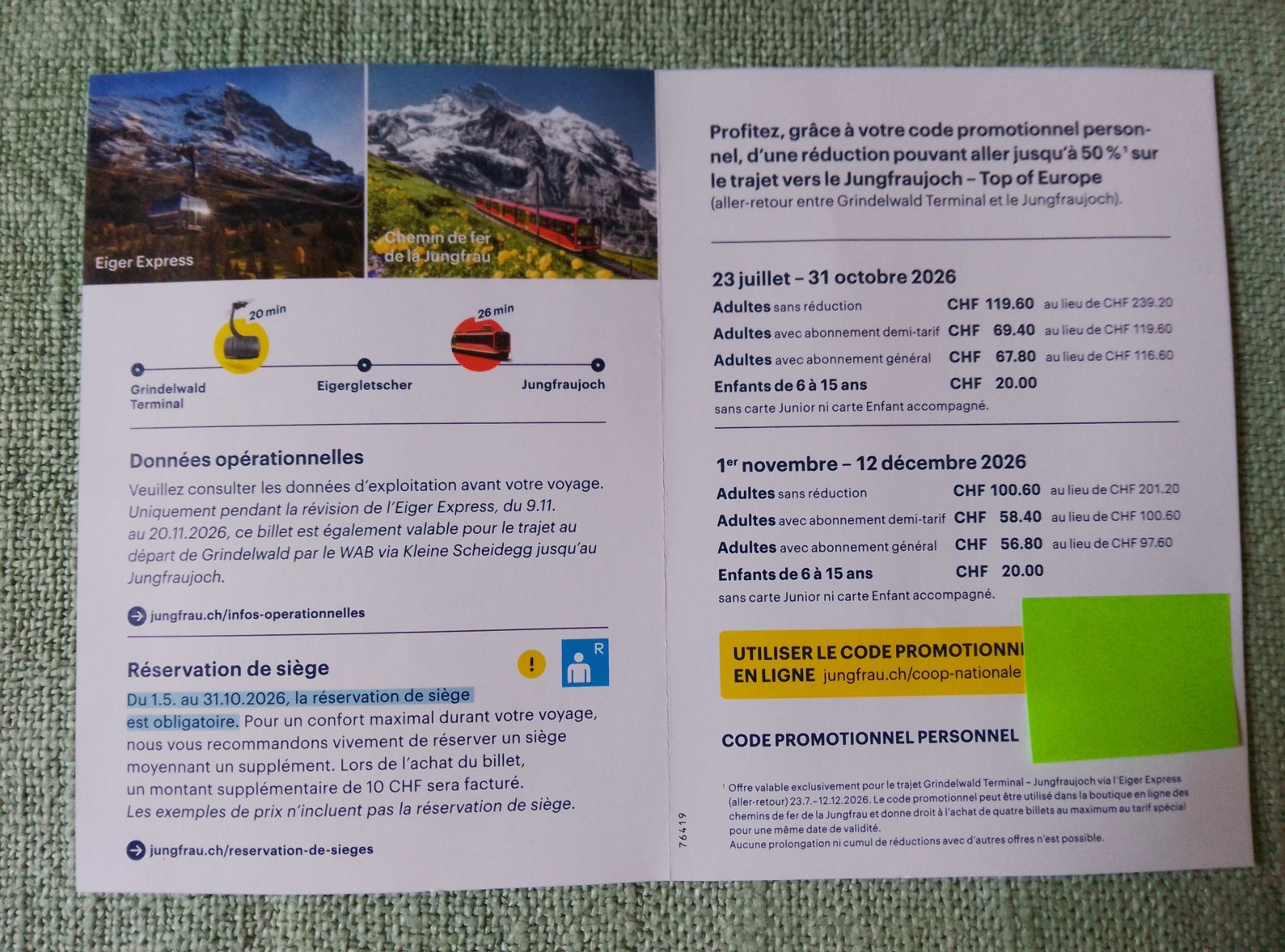 Buoni: Bon de réduction Jungfraujoch - Coop 2026 – Nuovo e nell'imballaggio originale da Dombresson venduto da sev_bsb8 1