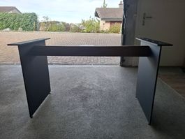 Tischgestell Metall mit Holzbalken schwarz 70cm H