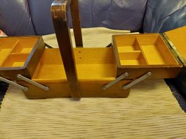 2 boite de couture vintage en bois et boite ancien outils