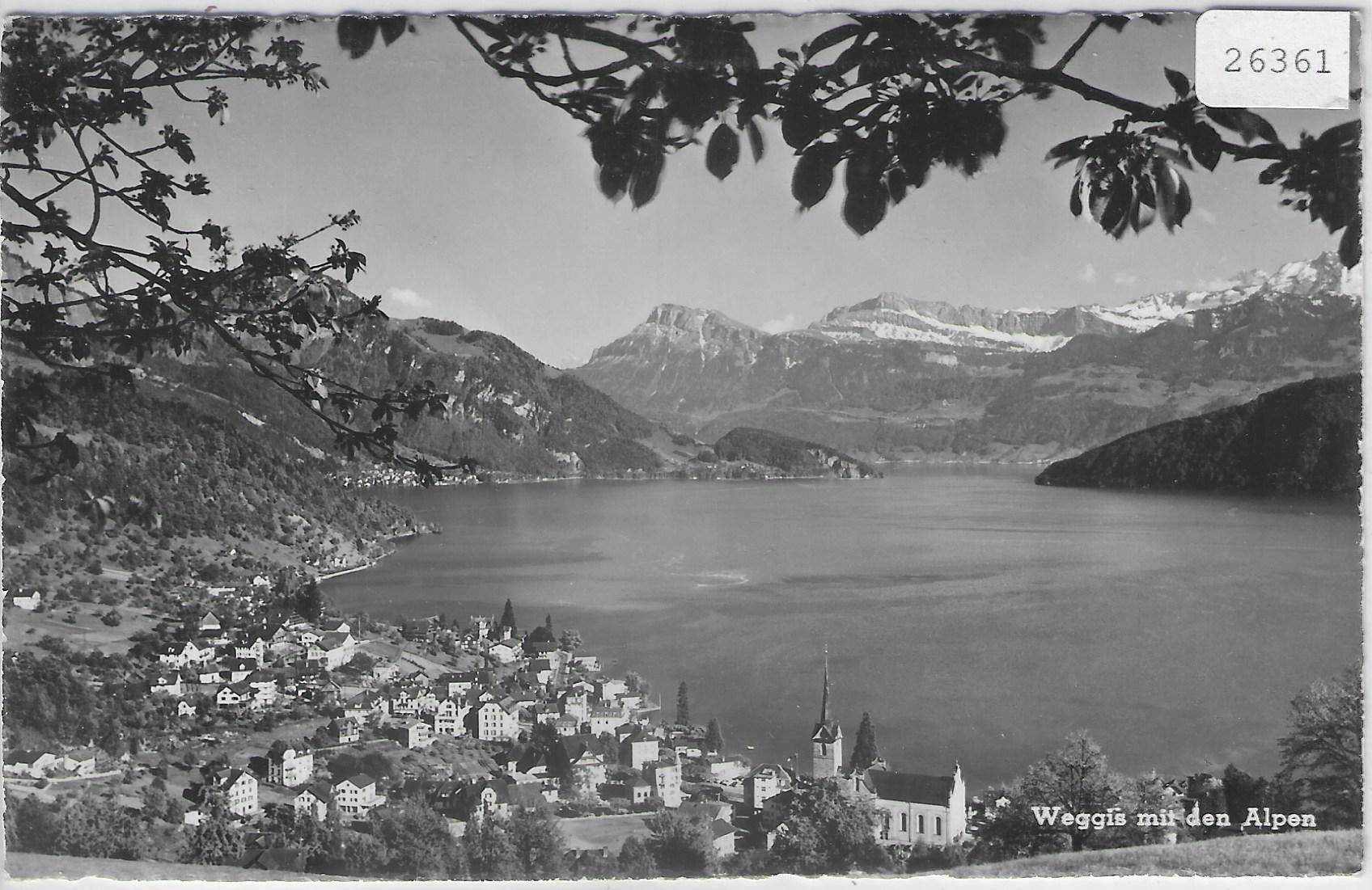 Cartoline postali: Weggis mit den Alpen - Schiffsstempel – Usato da Ettingen venduto da Kartenplanet