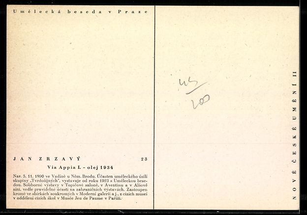 Cartoline postali: Jan Zrzavy: Landstrasse mit Bäumen im B – Usato da Berlin venduto da bartko-reher 1