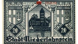 Niederlahnstein 20 Mark SN rot 10.12.1922 VZ+-VZ++