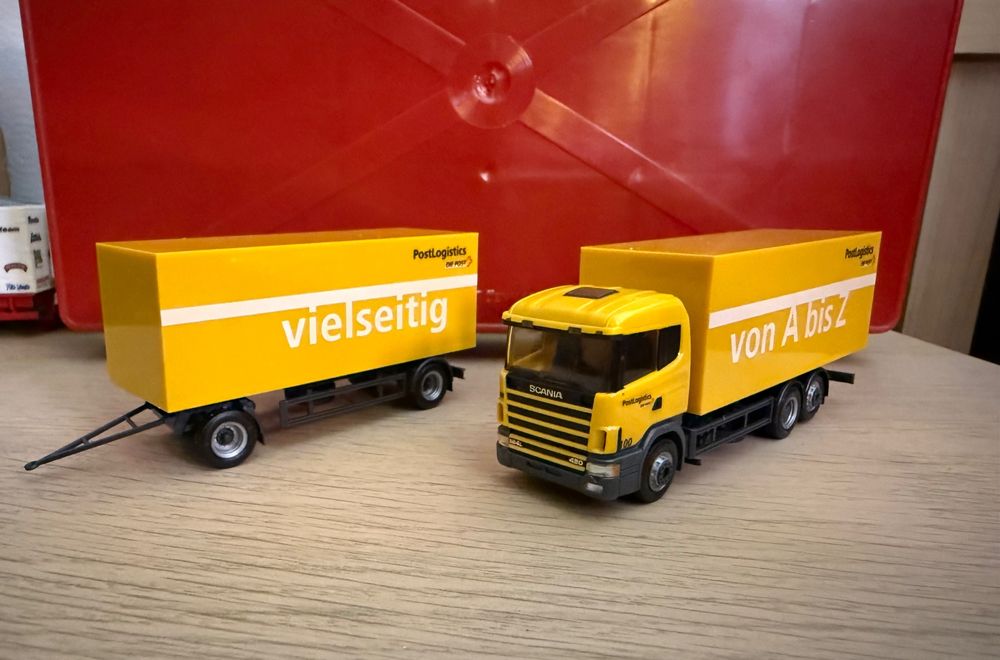 Set Herpa 1/87 - MAN Transporter Rouge - Série Auf Achse - Neuf En Boîte