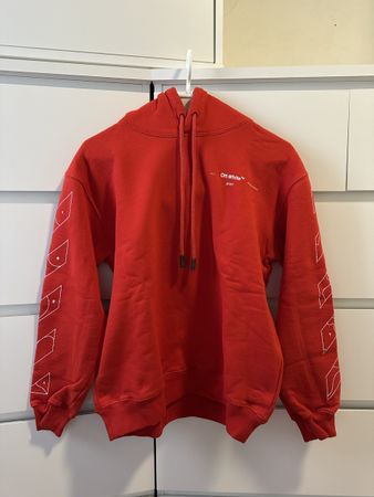 Off-White Puzzle Arrow Diag Red Hooded Sweatshirt