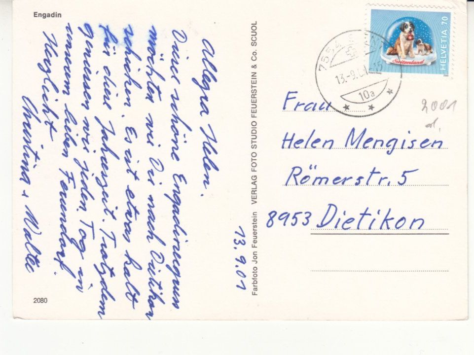 Ansichtskarten: Engadin 2001 – Gebraucht aus Bürglen TG von StampGraf 1
