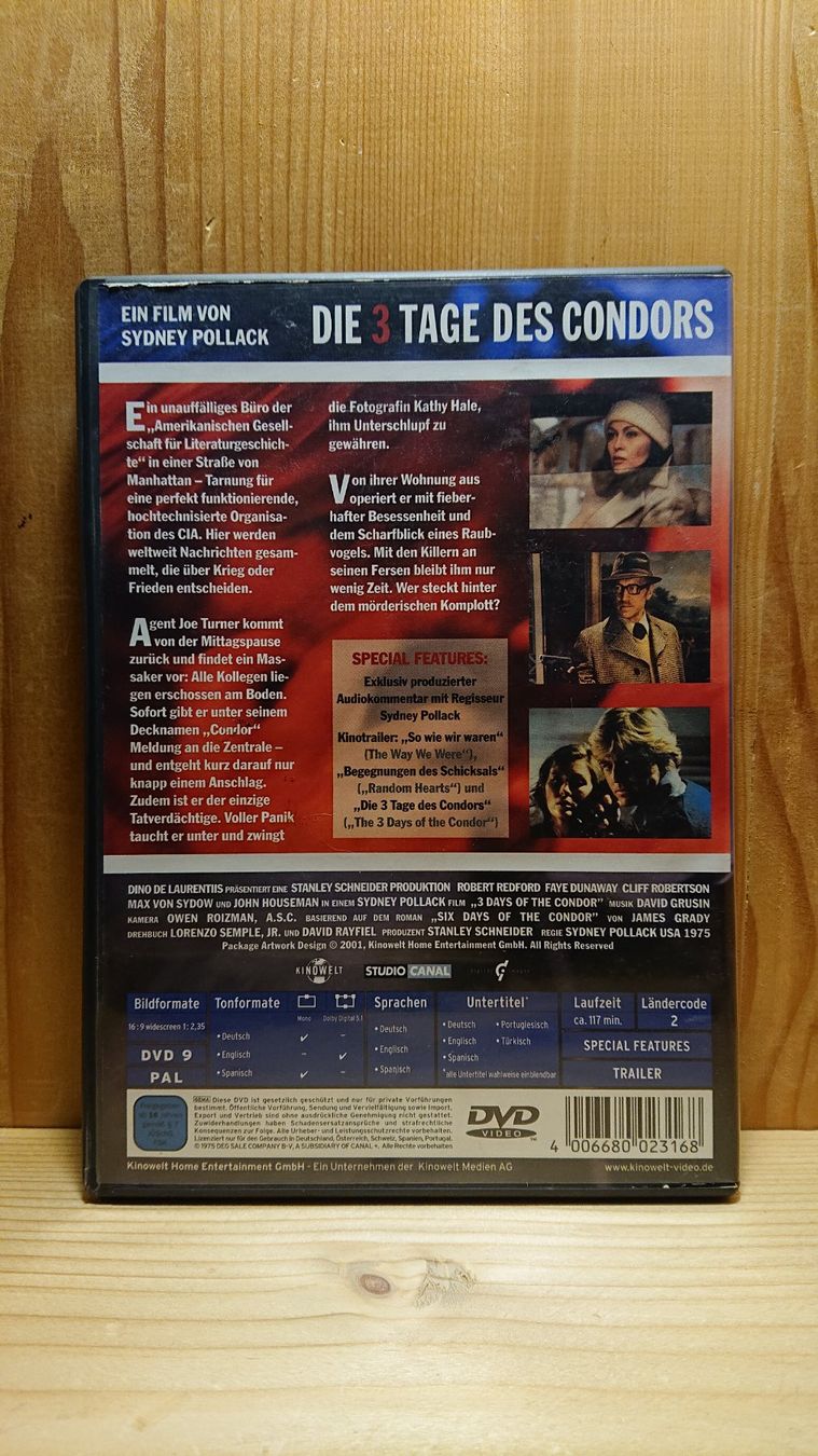 Tutti i DVDs: DIE 3 TAGE DES CONDORS DVD mit Robert Redford – Usato da Wilderswil venduto da Exebub 1
