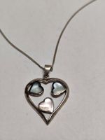 Romantische Solid Silber Halskette  Herz-Anhänger buntem #A8
