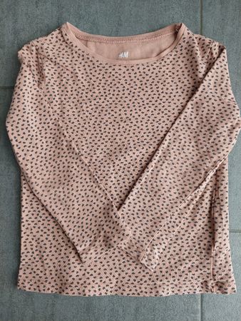 H&M Mädchen Shirt, Gr. 98/104, Langarm, mit Herzmuster